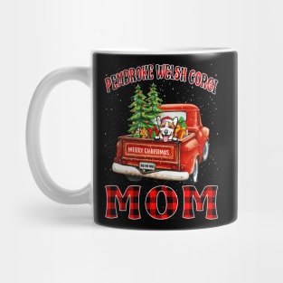 Christmas Pembroke Welsh Corgi Mom Santa Hat Truck Tree Plaid Dog Mom Christmas Mug